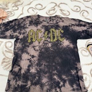 AC/DC Tie-Dye Crewneck Tee — Black & Brown